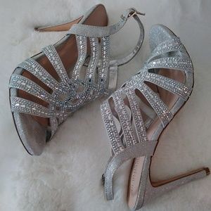 Rhinestones Silver Heels size 8.5